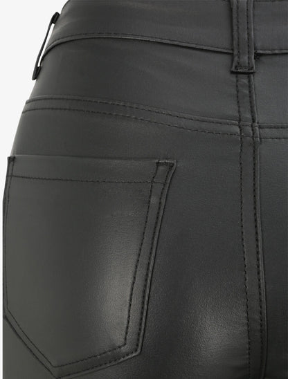 Pantalon en simili à bord avant fendu - Noir - 3