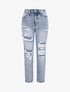 Jean droit déchiré - Bleu denim - 1