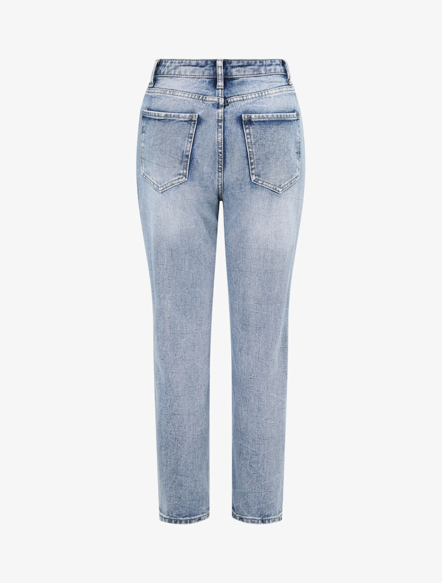 Jean droit déchiré - Bleu denim - 2