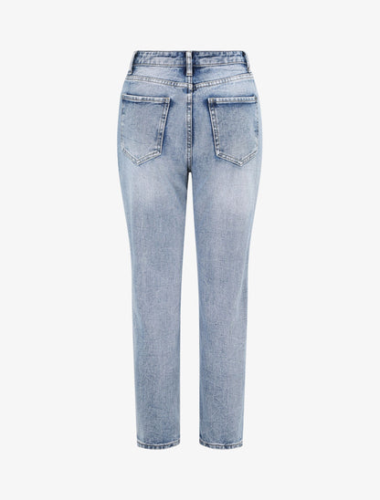 Jean droit déchiré - Bleu denim - 2