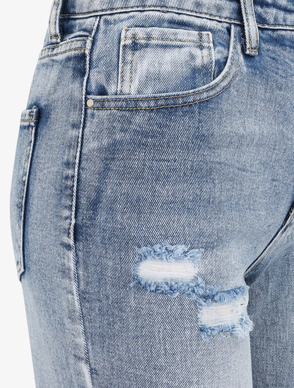 Jean droit déchiré - Bleu denim - 3