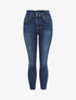 Jean slim 7/8 à taille haute volantée - Bleu foncé - 4
