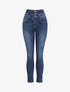 Jean slim à taille empire froncée - Bleu foncé - 4
