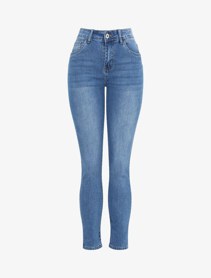 Jean slim taille haute - Bleu - 4