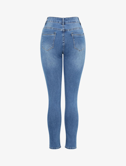 Jean slim taille haute - Bleu - 2