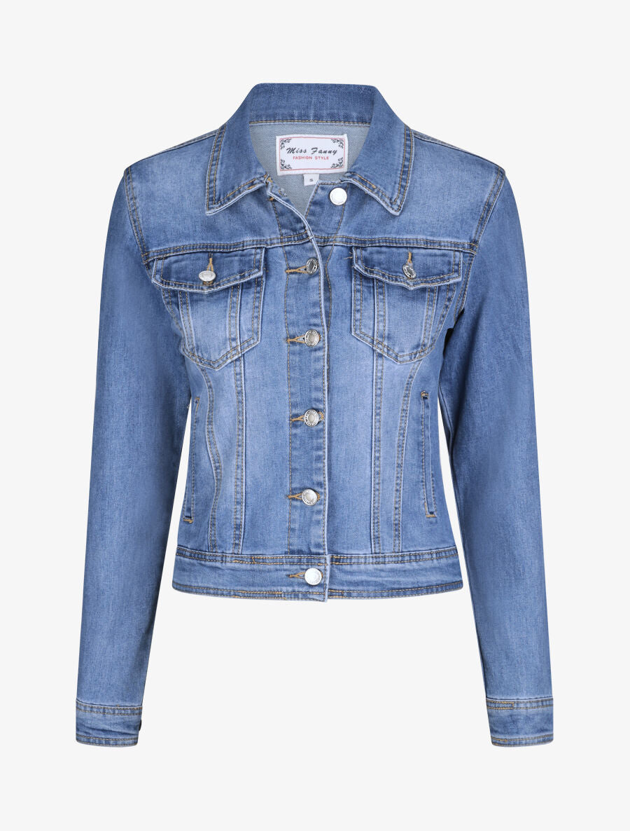 Chaqueta vaquera recta deslavada - Azul claro