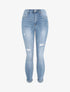 Jean skinny à taille haute délavé et déchiré - Bleu clair - 4