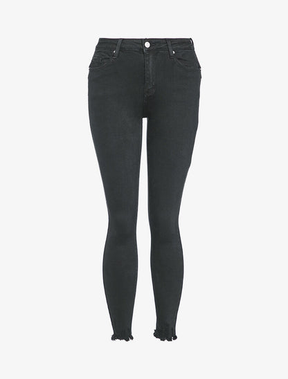 Jean skinny à bords effilochés - Noir - 3