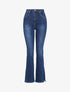 Jean flare légèrement délavé à bords fendus - Bleu denim - 1
