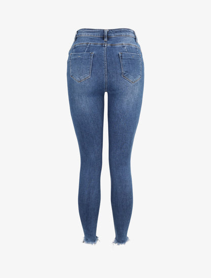Jean push-up skinny déchiré - Bleu - 4
