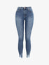 Jean skinny taille haute à bords coupe franche griffés - Bleu - 1