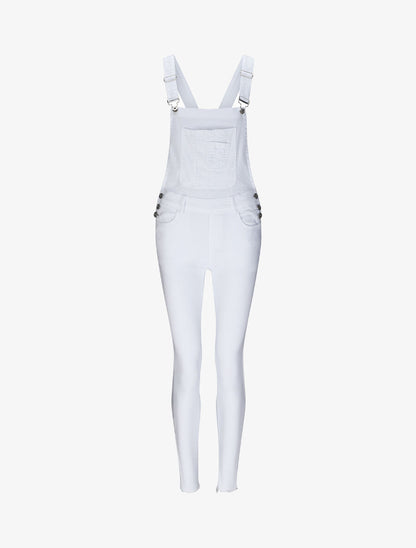 Salopette en jean skinny bords coupe franche - Blanc - 4