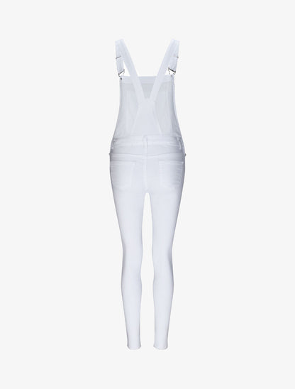Salopette en jean skinny bords coupe franche - Blanc - 2