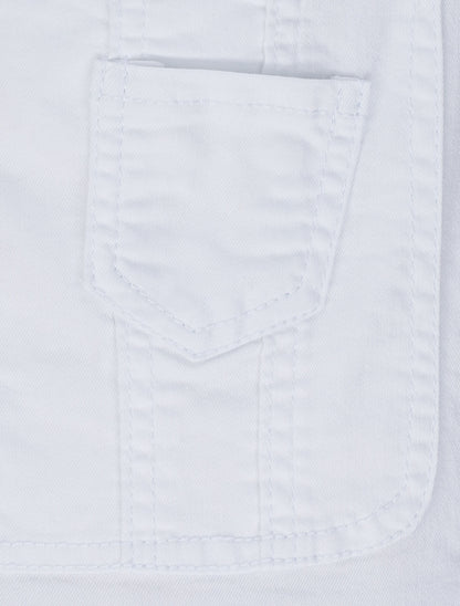 Salopette en jean skinny bords coupe franche - Blanc - 3