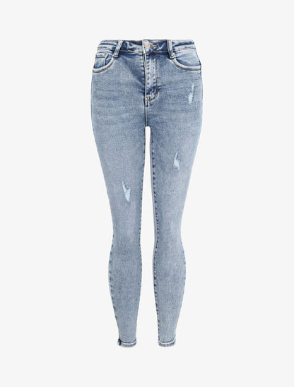Jean slim push up à griffures - Bleu denim - 4