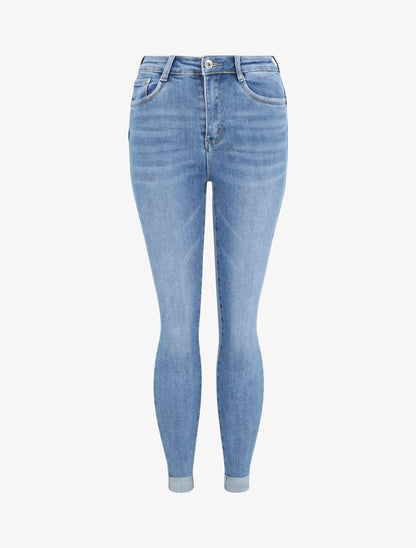Jean slim push up à revers - Bleu denim - 4