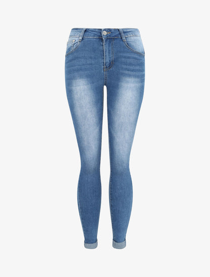 Jean skinny push up à revers - Bleu denim - 4