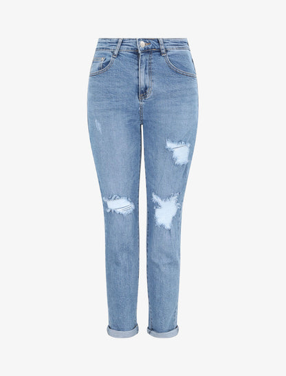 Jean mom déchiré - Bleu - 1