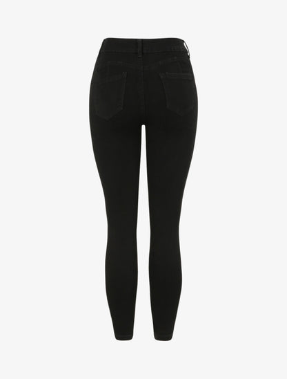 Jean skinny push up uni - Noir - 2