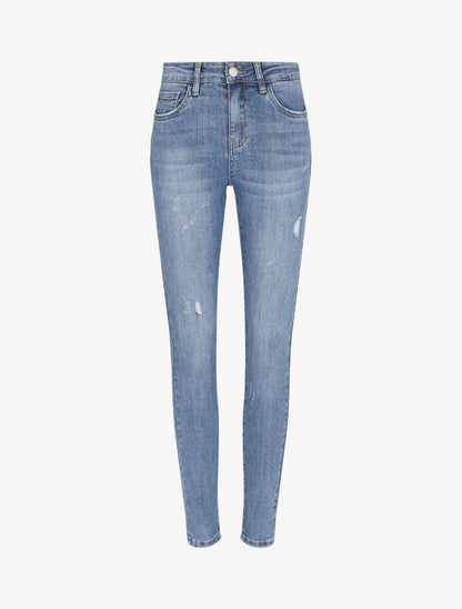 Jean skinny éraflé - Bleu clair - 1