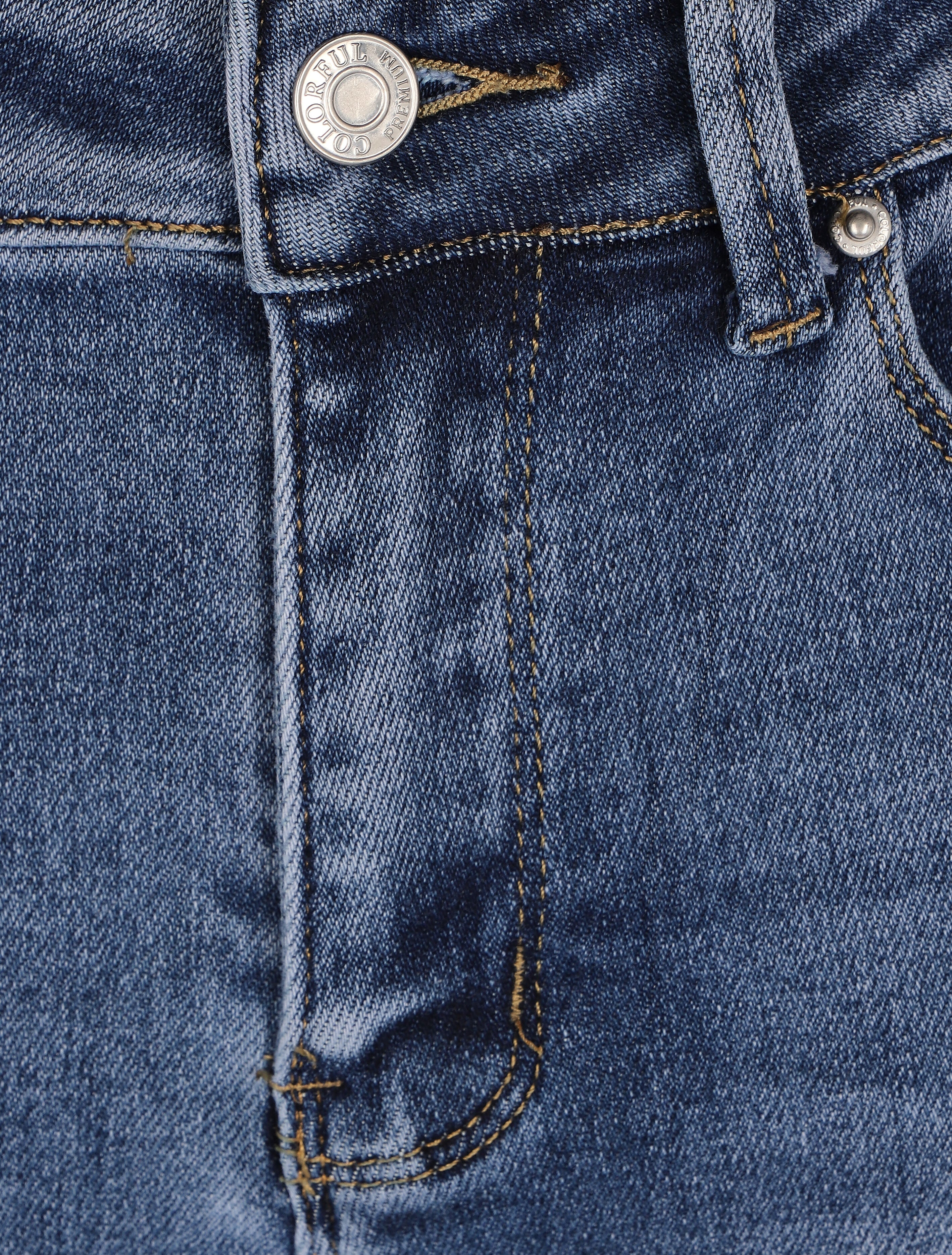 Jean skinny push up à bords coupe franche - Bleu - 3