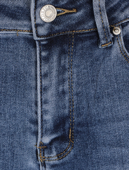 Jean skinny push up à bords coupe franche - Bleu - 3
