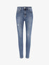 Jean skinny push up griffé - Bleu - 1