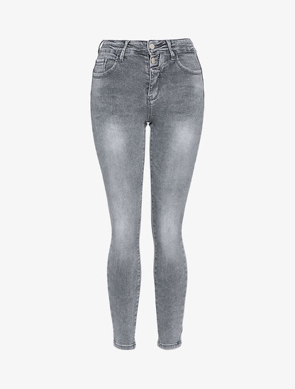 Jean skinny taille standard délavé - Gris - 1