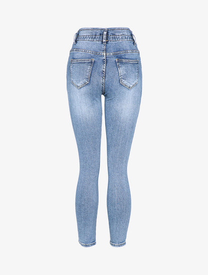 Jean skinny paperbag taille haute - Denim clair - 2