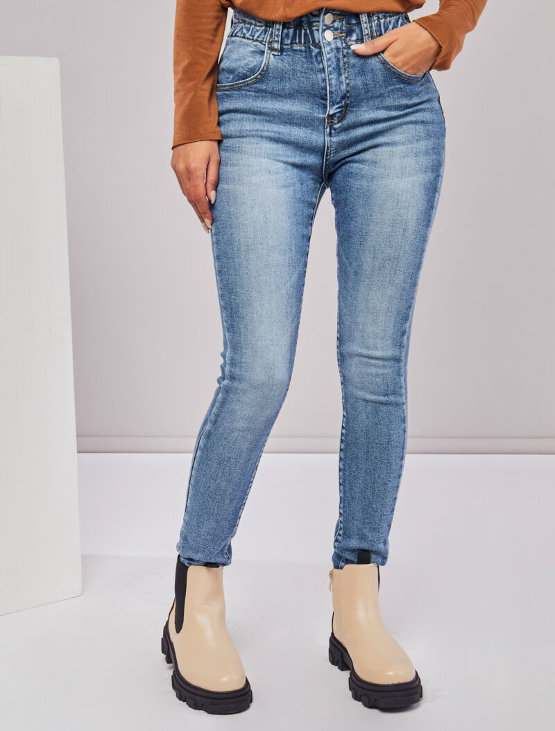 Jean skinny paperbag taille haute - Denim clair - 3