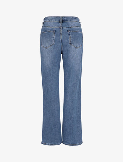 Jean uni coupe droite taille standard - Bleu denim - 2