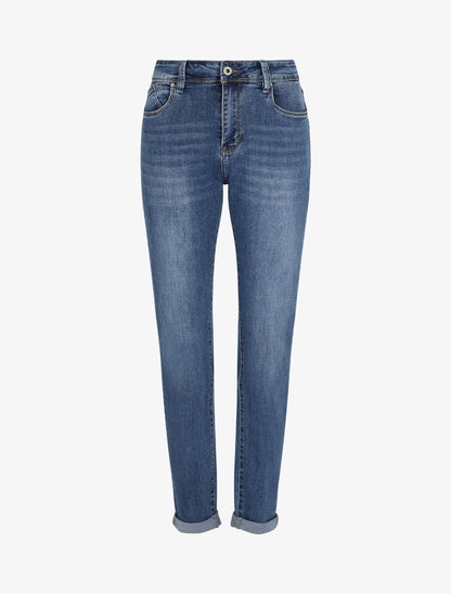 Jean boyfriend à revers - Bleu denim - 1