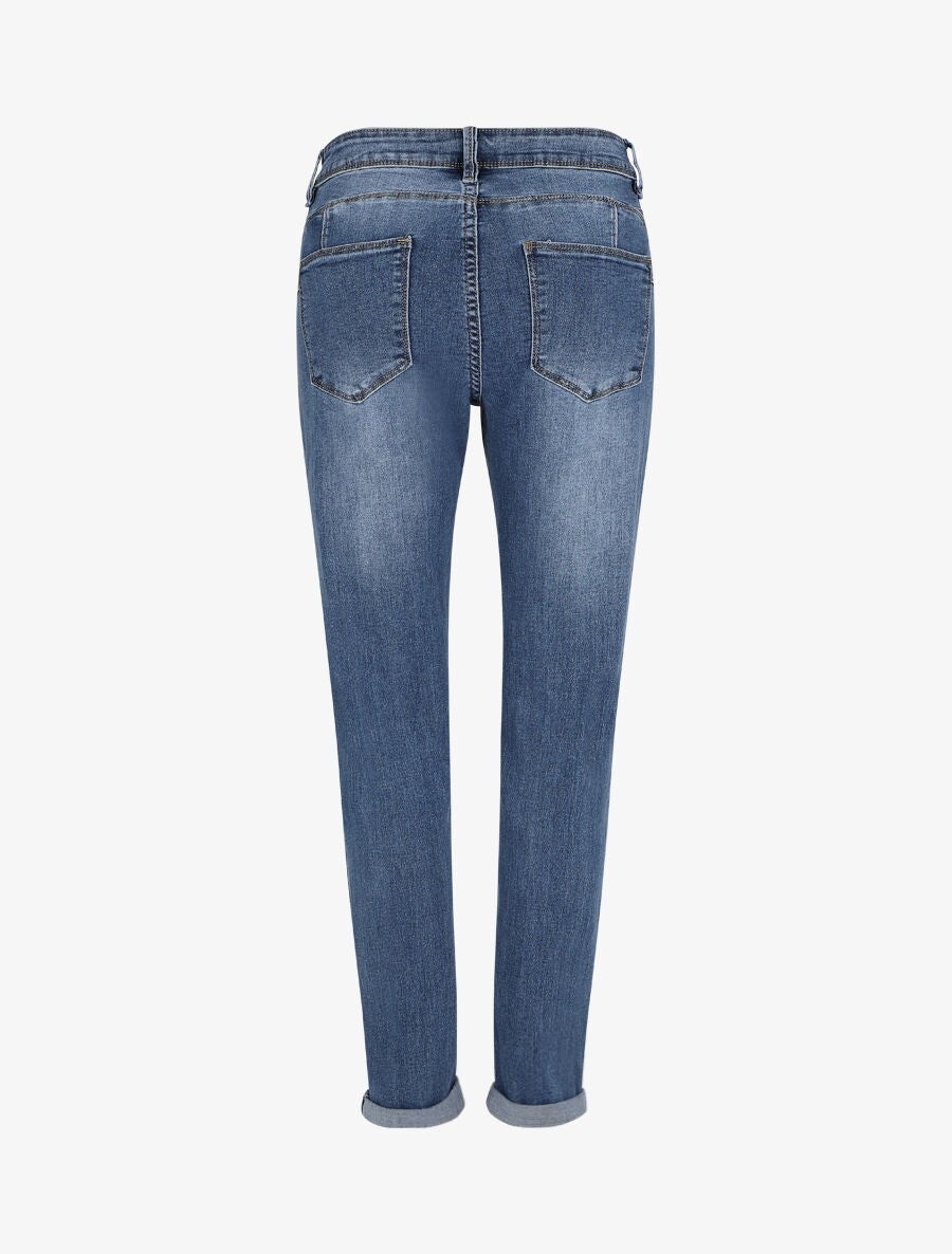 Jean boyfriend à revers - Bleu denim - 2