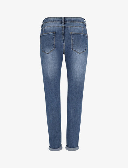 Jean boyfriend à revers - Bleu denim - 2