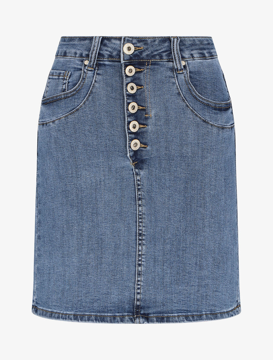 Jupe en jean droite - Bleu - 4