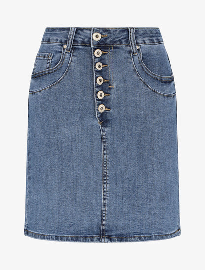 Jupe en jean droite - Bleu - 4