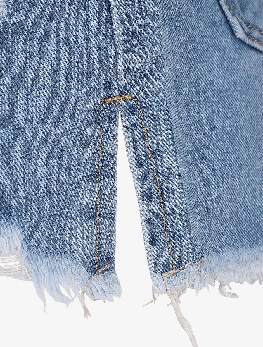 Short en jean déchiré - Bleu clair - 3