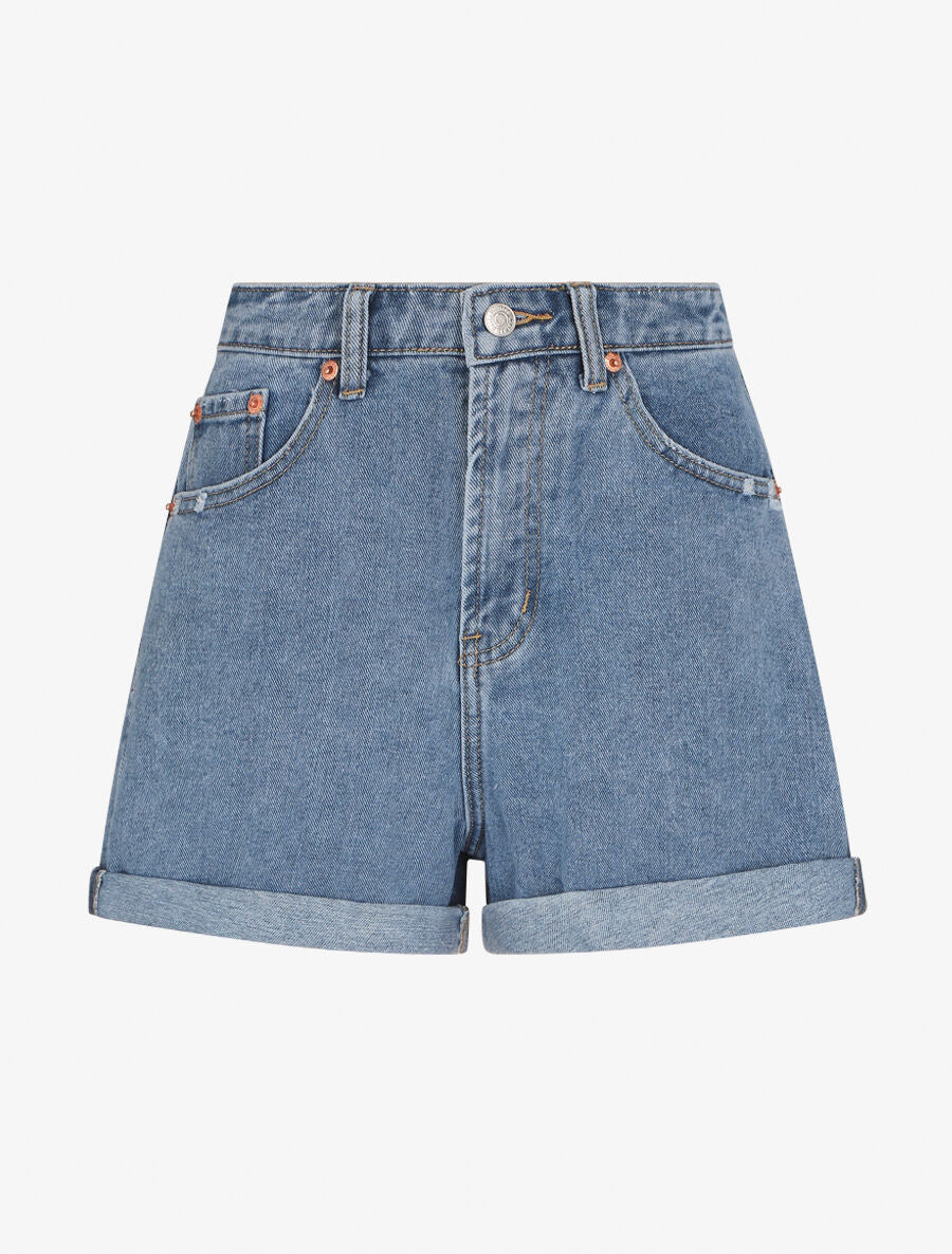 Short en jean à ourlets - Bleu clair - 2