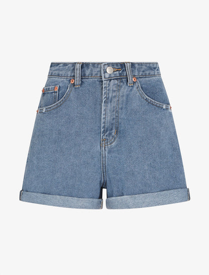 Short en jean à ourlets - Bleu clair - 2