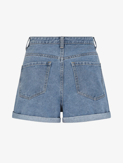 Short en jean à ourlets - Bleu clair - 3