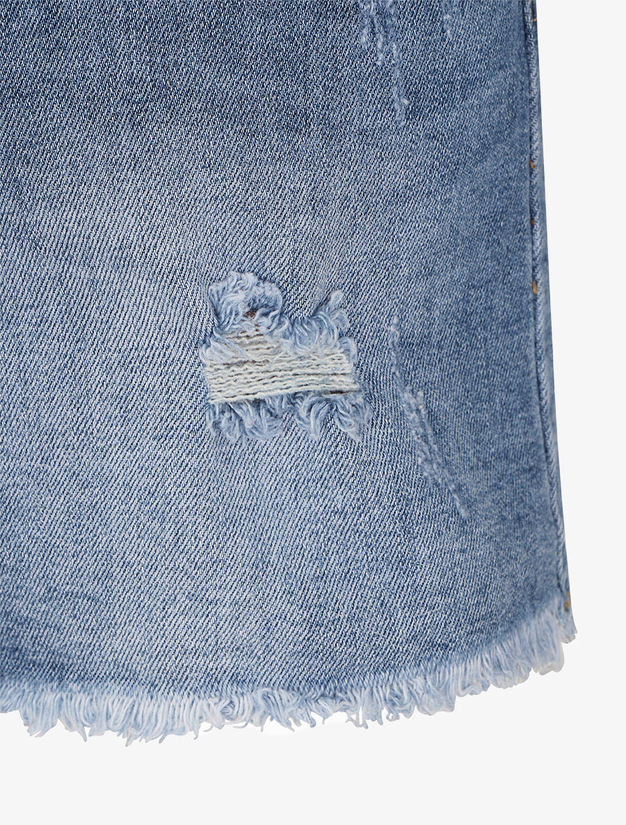 Mini short légèrement déchiré - Bleu denim - 4