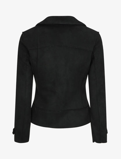 Veste style perfecto effet daim - Noir - 2