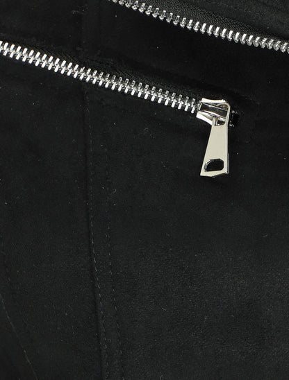 Veste style perfecto effet daim - Noir - 3