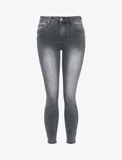 Jean skinny à taille haute délavé - Anthracite - 4