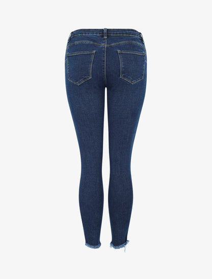 Jean skinny push up bords coupe franche - Bleu denim - 2