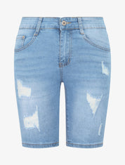 Bermuda push up en jean déchiré - Bleu clair - 5