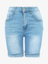 Bermuda en jean effet délavé - Bleu clair - 1