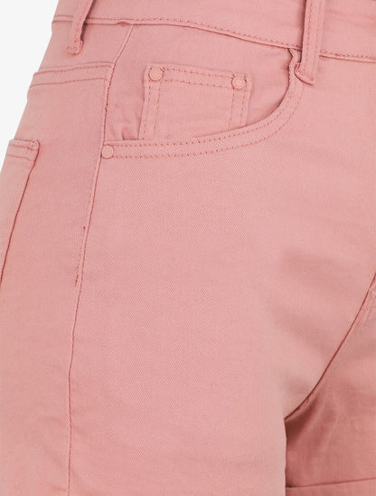 Short en jean à ourlets - Rose - 3