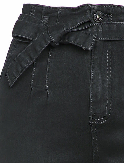 Jean mom à taille empire stylisée - Noir - 3