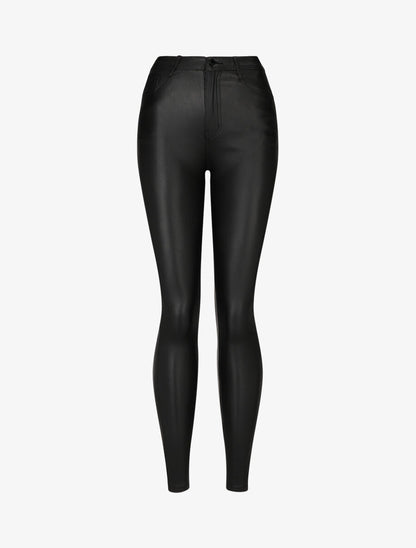 Jean skinny ciré push-up à taille haute - Noir - 4